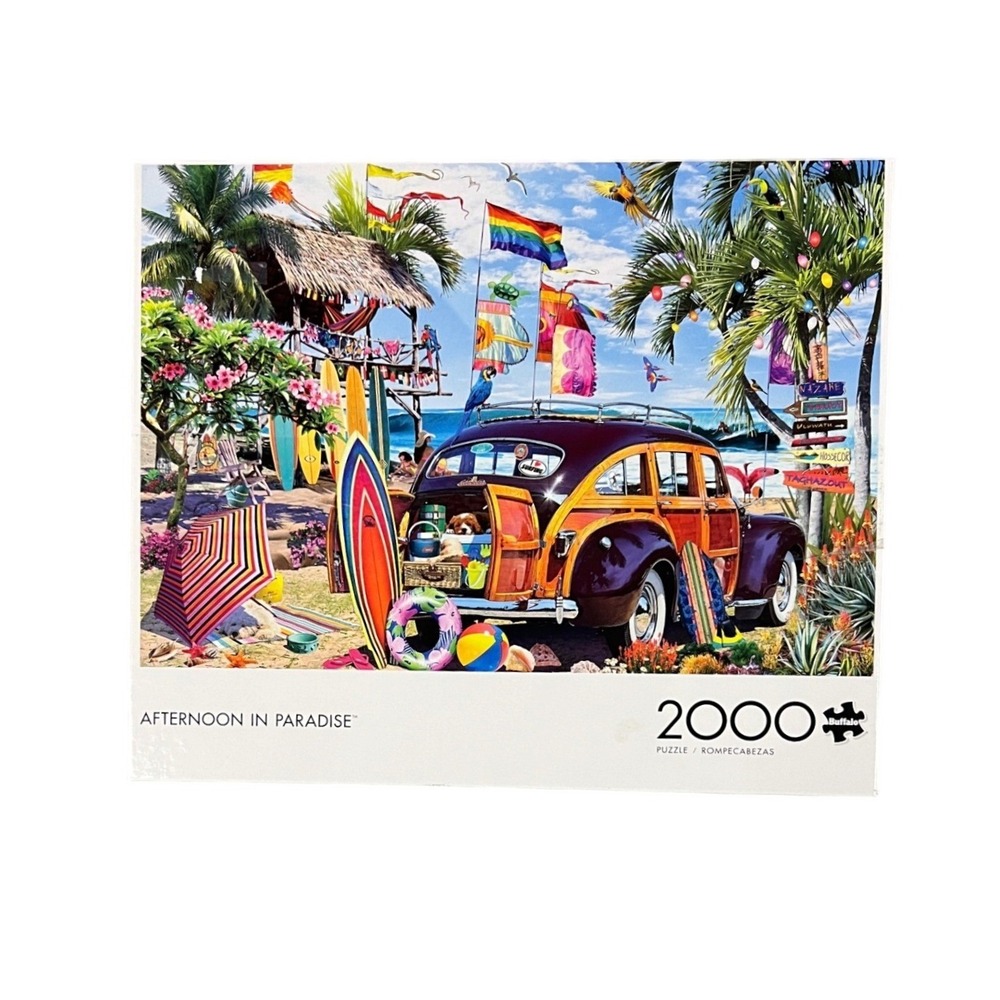 Buffalo Games Afternoon in Paradise 2000 Piece Jigsaw Puzzle Beach Surf Scene
